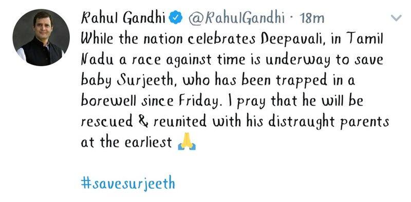 raghul gandhi tweets for speedy recovery of surjith