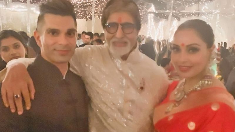 अमिताभ बच्चन के साथ बिपाशा और उनके पति करण सिंह ग्रोवर।