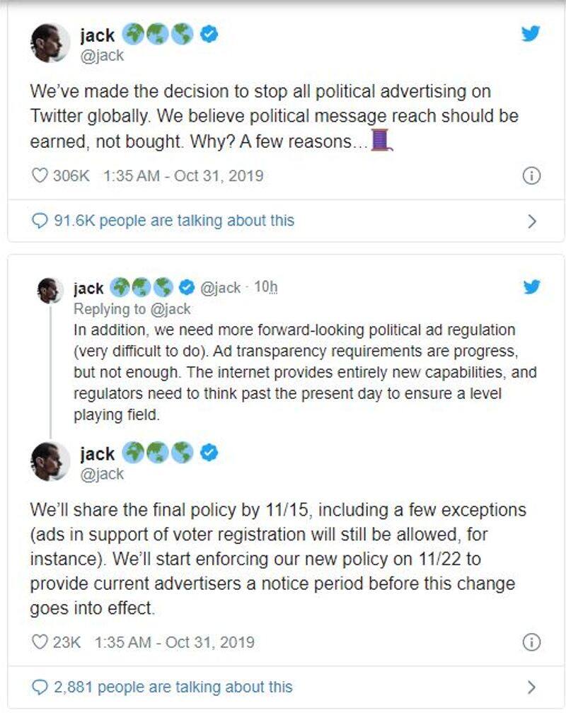 twitter going to ban political ads soon