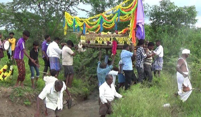 there is no road facilities to cremation ground in a village