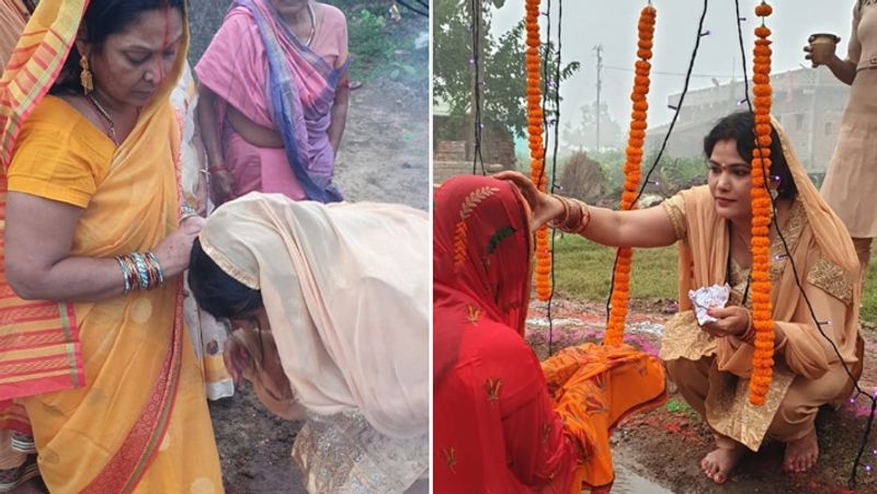 Chhath puja 2019 Bhojpuri Item Queen Seema Singh celebrated her first Chhath puja After marriage