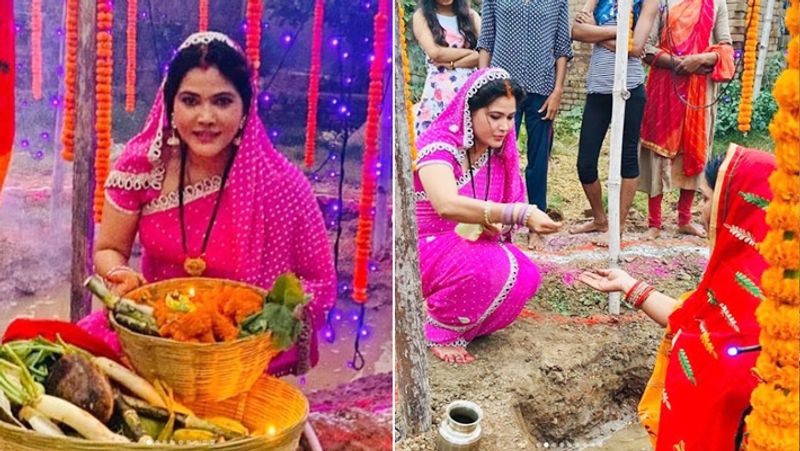 Chhath puja 2019 Bhojpuri Item Queen Seema Singh celebrated her first Chhath puja After marriage
