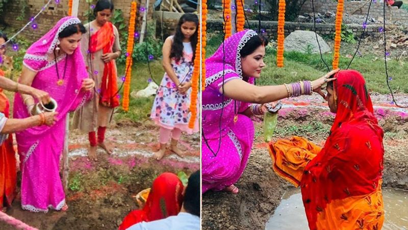 Chhath puja 2019 Bhojpuri Item Queen Seema Singh celebrated her first Chhath puja After marriage