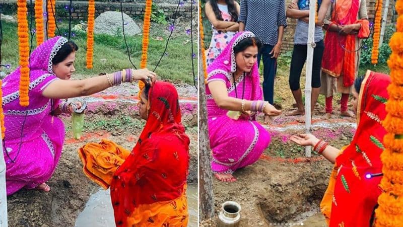 Chhath puja 2019 Bhojpuri Item Queen Seema Singh celebrated her first Chhath puja After marriage