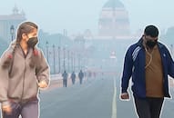 Students wear anti-pollution masks air quality dips to poor category in Delhi
