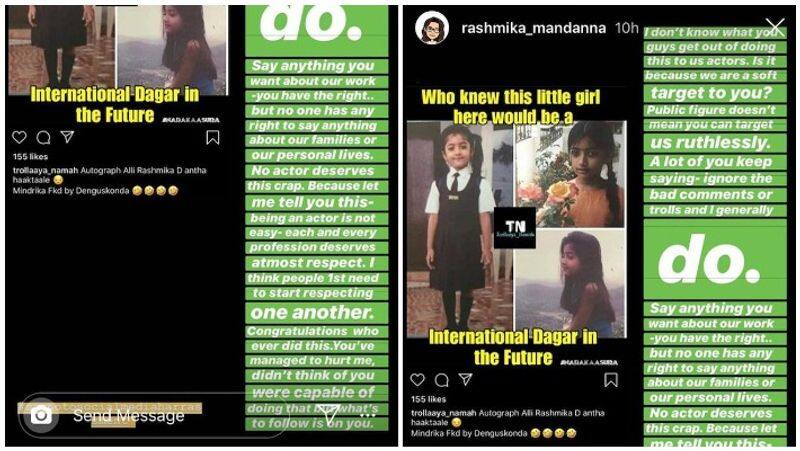 rashmika Sharing the abusive post on her Instagram