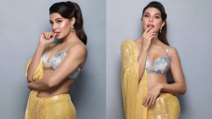 Jacqueline Fernandez in yellow sequined saree Jacqueline Fernandez in yellow sequined saree