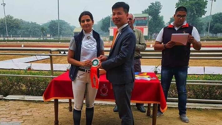 Former CM Hooda's daughter-in-law, created new history, becoming the first woman, win, gold medal, World equestrian championship Former CM Hooda's daughter-in-law, created new history, becoming the first woman, win, gold medal, World equestrian championship
