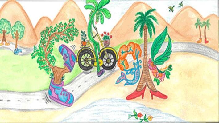 7 year old girl made unique painting for Google to save environment 7 year old girl made unique painting for Google to save environment