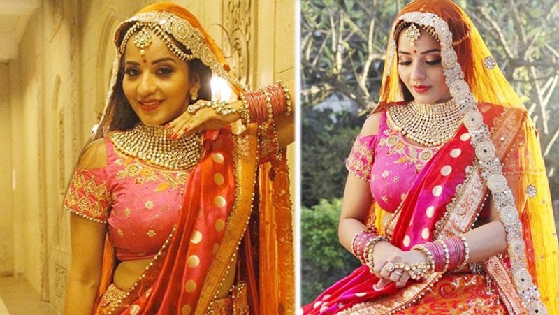 Bhojpuri Actress Monalisa Shared her latest bride Photoshoot After Sister in law Engagement see hot photos