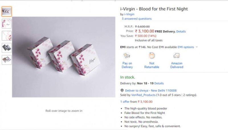 online shopping site is selling Product To Fake Virginity
