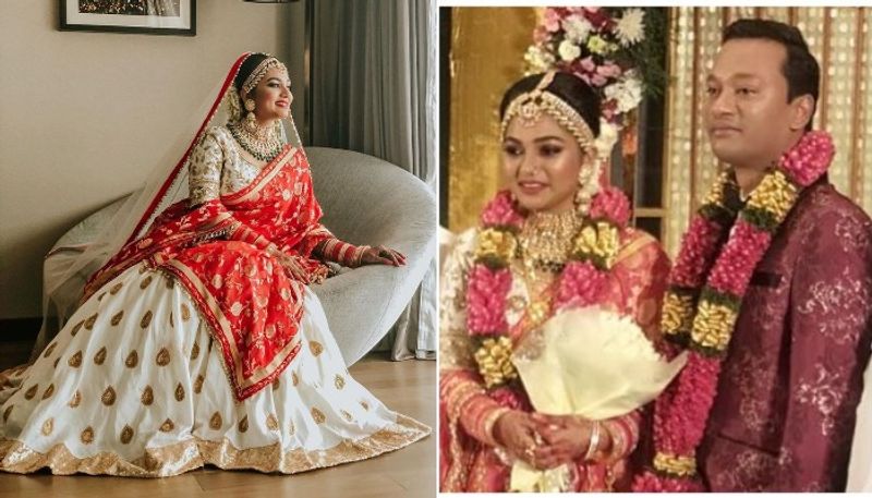 Close relatives and friends of bride and bridegroom showered them with blessings