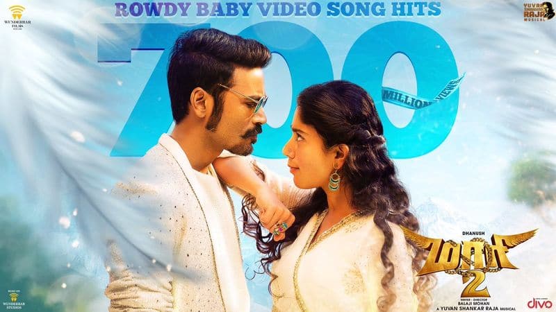 Marri 2 Movie Dhanush and Sai Pallavi Rowdy Baby Song Hit 700 Million Views