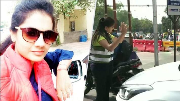 Female student creates awareness with dance in traffic signals in Indore caught in viral video Female student creates awareness with dance in traffic signals in Indore caught in viral video