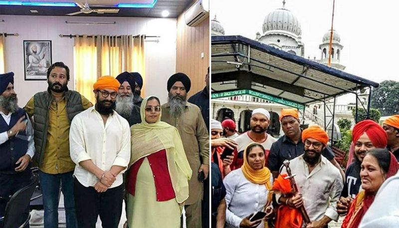 Aamir khan Lal Singh Chaddha Spotted at gurudwara bhatta sahib punjab in kesari colour pagdi