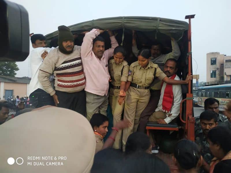 Telangana:RTC workers arrested in various rtc bus depots in the State