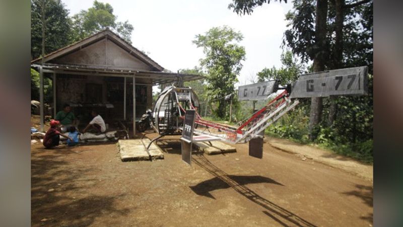 Man irritated by traffic jam made helicopter at backyard of house