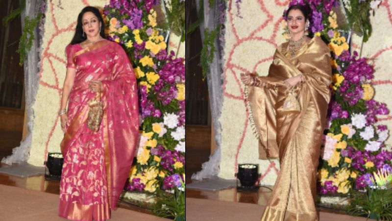 Bollywood Director sooraj barjatya Son Devansh Wedding Recepption Rekha hema malini in the party
