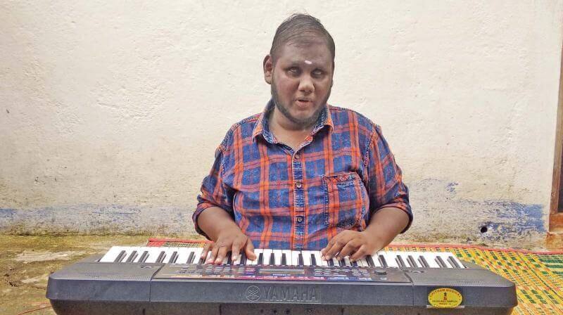 imman give the chance to visually impaired thirumoorthy