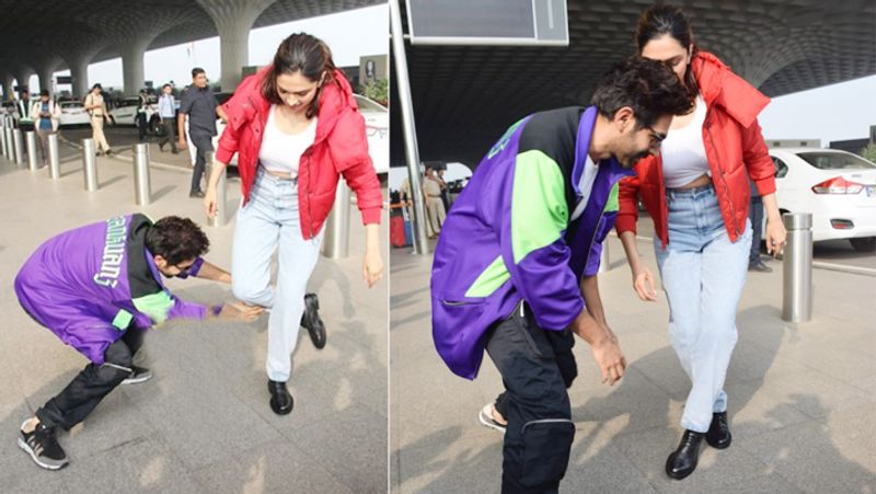 kartik Aaryan Danced With Deepika padukone on Pati patni aur Woh Song Dheeme Dheeme at airport