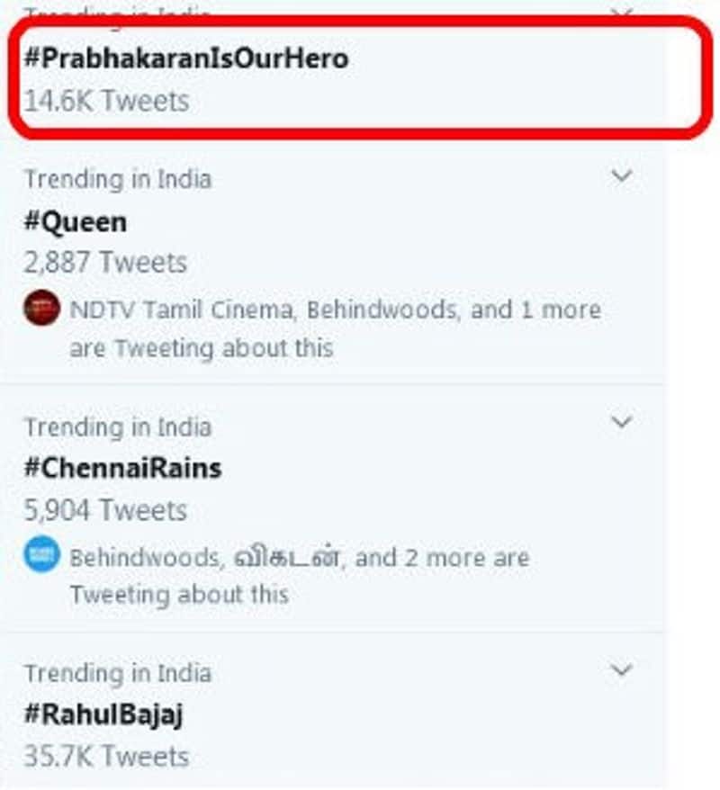prabhakaran hastag trends in twitter