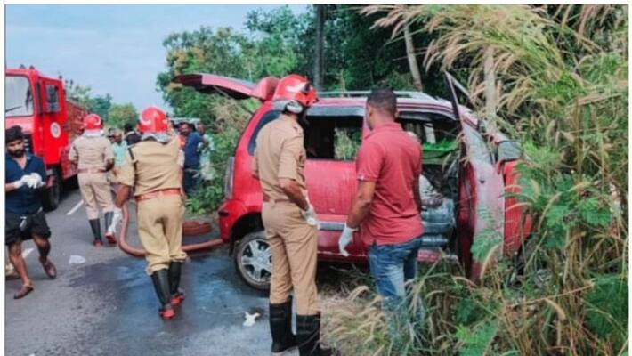 burnt body of youth found inside car at kodungallur burnt body of youth found inside car at kodungallur