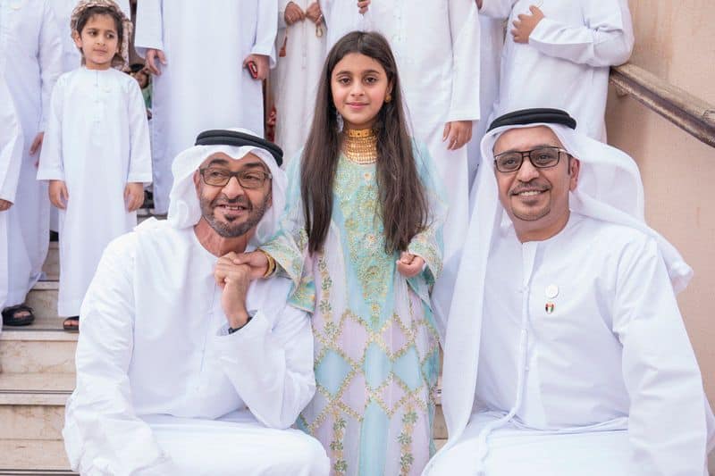 Sheikh Mohamed bin Zayed visits emirati girl on national day to give her a shake hand