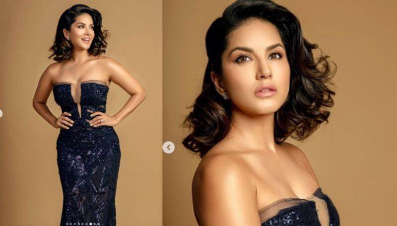 sunny leone in a black gown