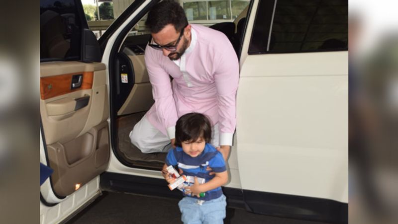 saif ali khan with son taimur ali khan spotted at airport