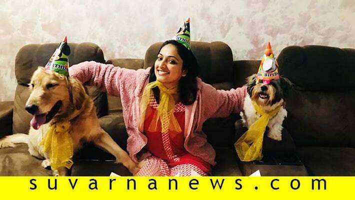 Kannada actress hari Prriya celebrates pets birthday Kannada actress hari Prriya celebrates pets birthday