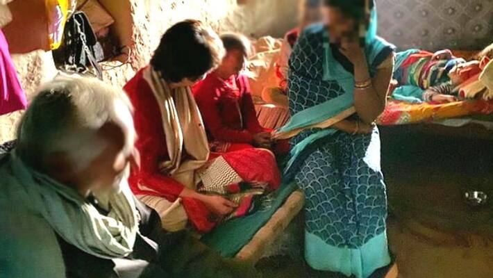 priyanka gandhi meet unnao victim family after girl died KPU priyanka gandhi meet unnao victim family after girl died KPU