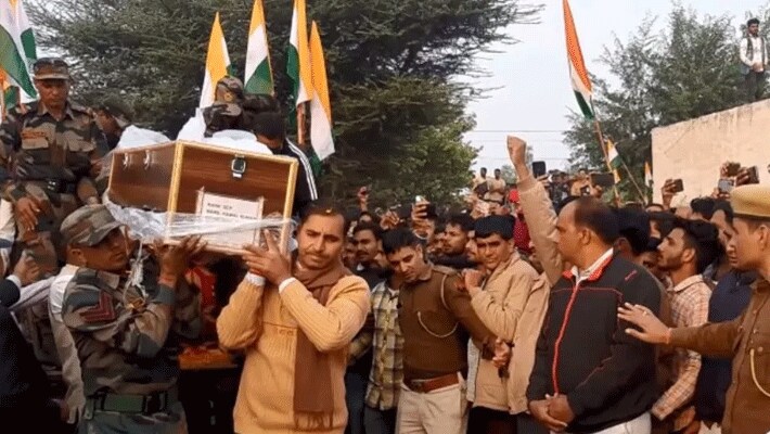 churu martyr kamal kumar funeral today salute to the martyrdom died in avalanche in jammu kashmir