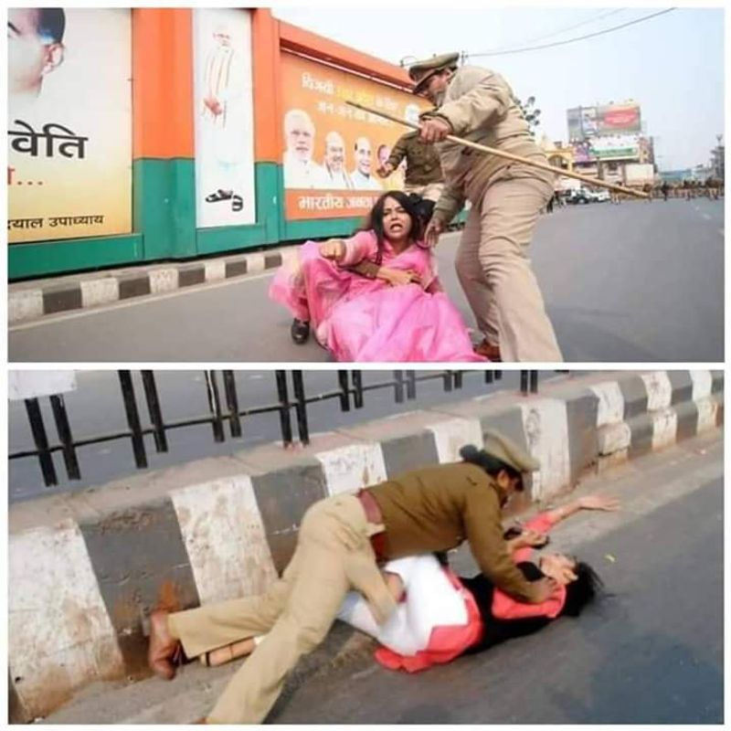 unnao case up police lathicharge on congress female worker pic going viral kpt