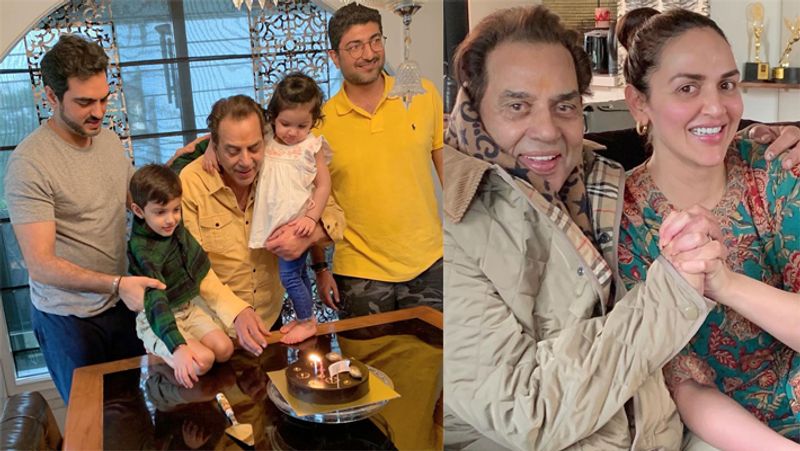 Dharmendra celebrate birthday with hema malini and grand daughter KPJ