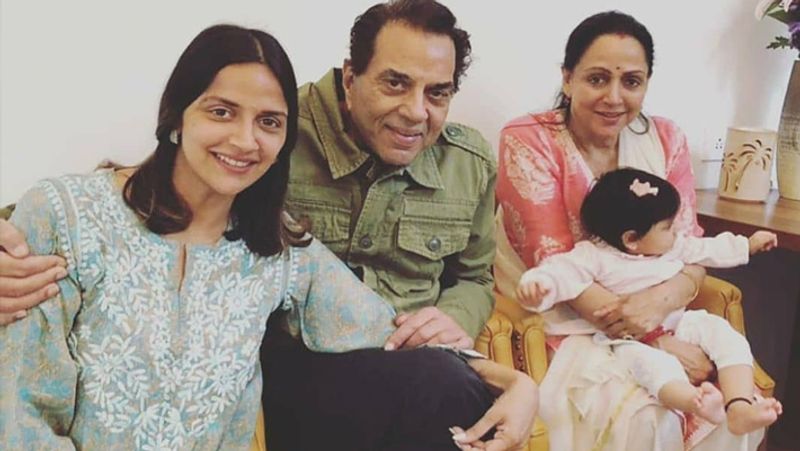 Dharmendra celebrate birthday with hema malini and grand daughter KPJ