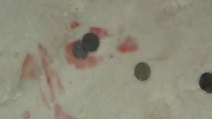 Small colored foorprints seen in a temple in Bankura Small colored foorprints seen in a temple in Bankura