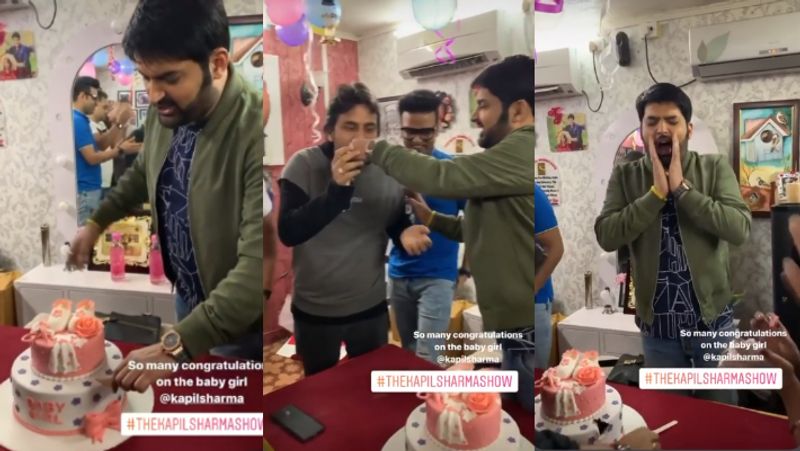 Kapil Sharma Becomes newly Father of a Baby Girl cut cake And celebrated on first Wedding Anniversary KPY