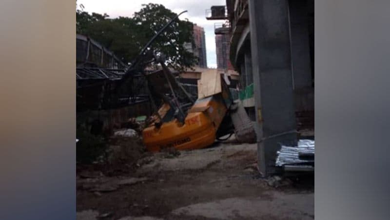 Shocking moment of Crane falling on car 3 month old baby rescued wins heart kph