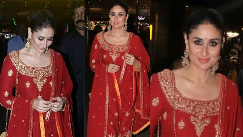 kareena kapoor in red salwar suit looking beautifull spotted at airport KPJ