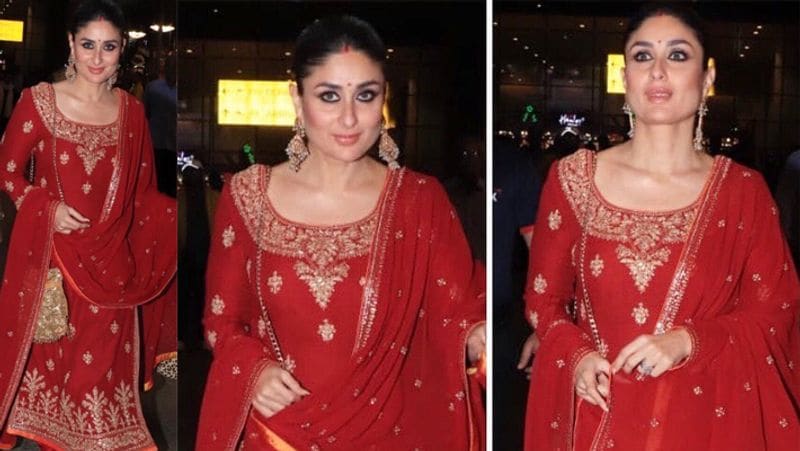 kareena kapoor in red salwar suit looking beautifull spotted at airport KPJ