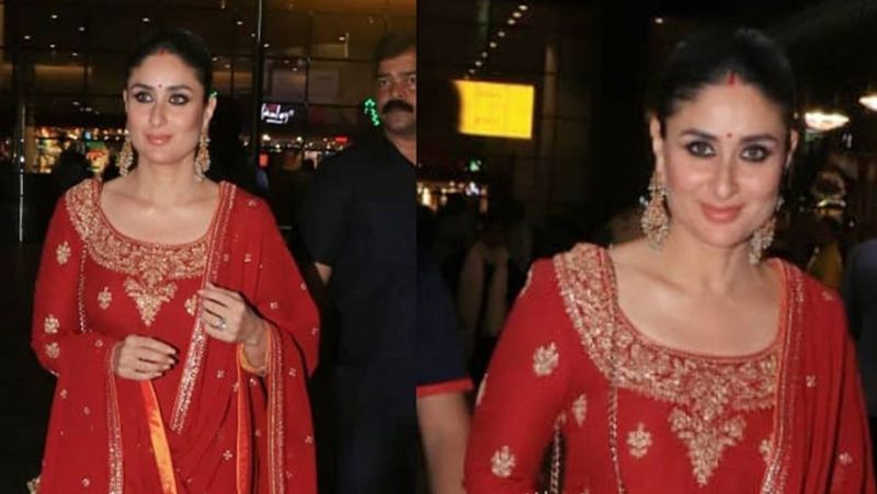 kareena kapoor in red salwar suit looking beautifull spotted at airport KPJ