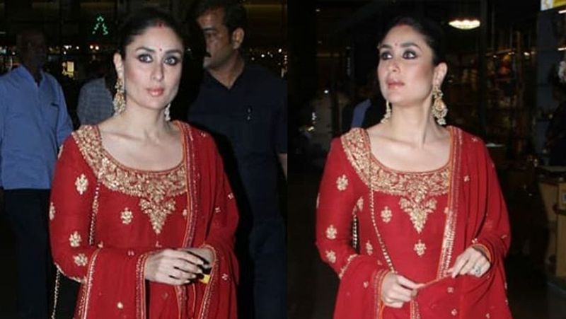 kareena kapoor in red salwar suit looking beautifull spotted at airport KPJ