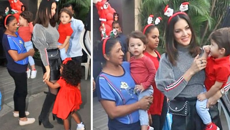 Sunny Leone Celebrate Christmas Party With Daughter Nisha and Sons KPG