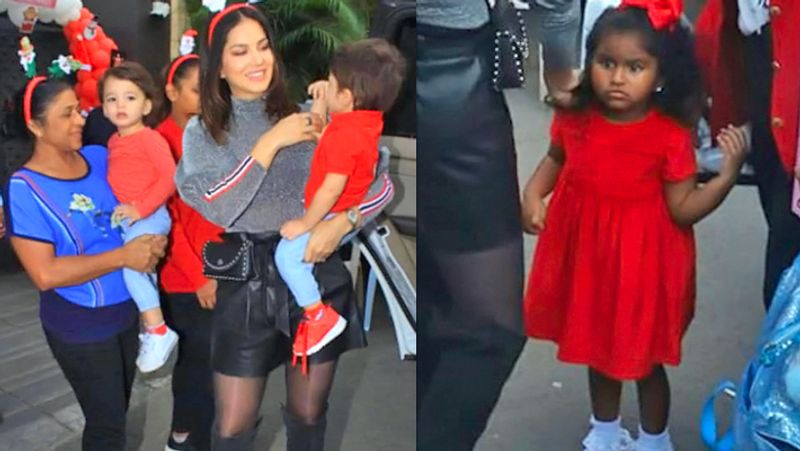 Sunny Leone Celebrate Christmas Party With Daughter Nisha and Sons KPG