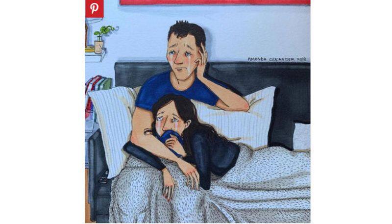 art work by american lady artist shows how love goes behind closed door