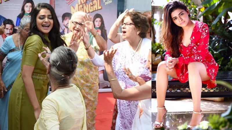 bhojpuri star ravi kishan daughter riva kishan dance with old ladies at film promotion KPJ