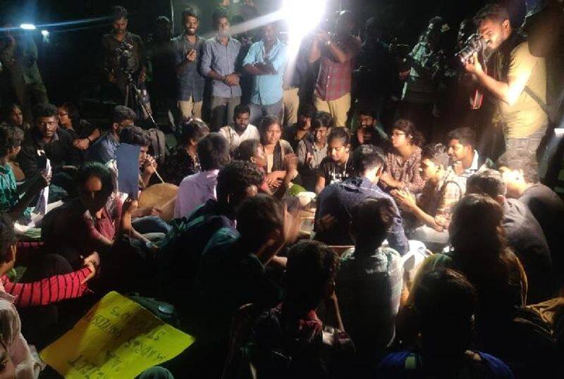 students protest in madras university