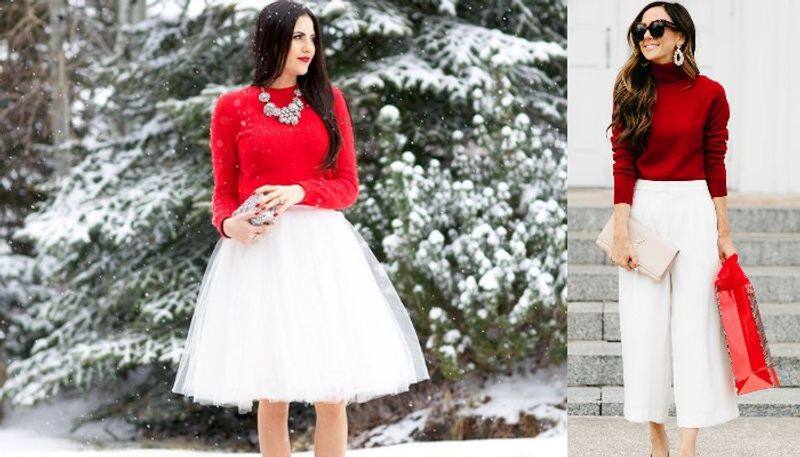 christmas fashion in red and white outfits