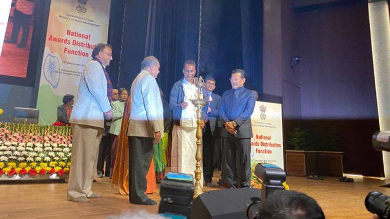 minister SP Velumani who bagged 12 national awards