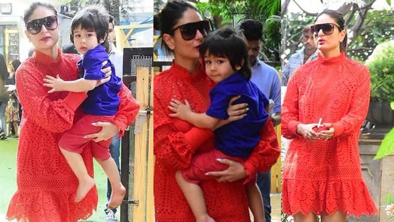 Kareena Kapoor with son Taimur Ali Khan checking out the venue for biryhday KPJ